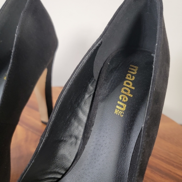 Madden NYC Statue Black High Heels Size Platform Size 10 Faux Suede - Picture 7 of 17